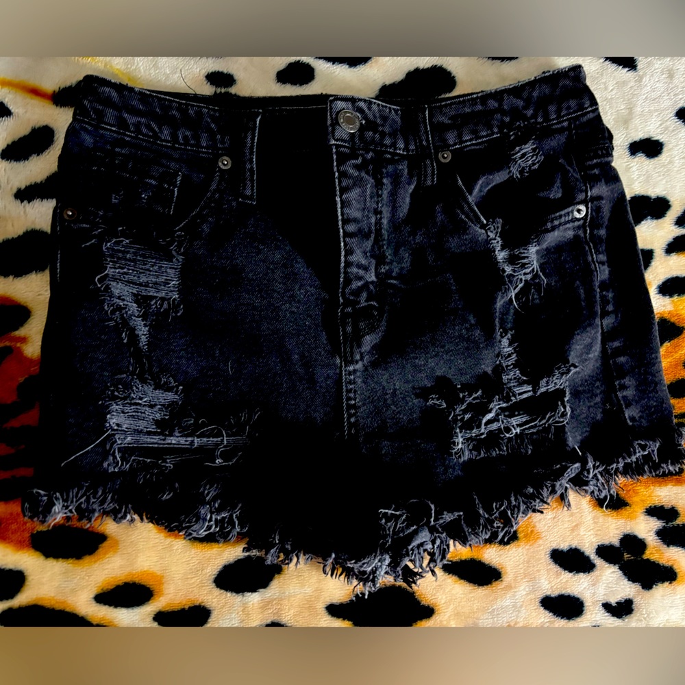 Mossimo Supply Co Black Distressed Jean Shorts